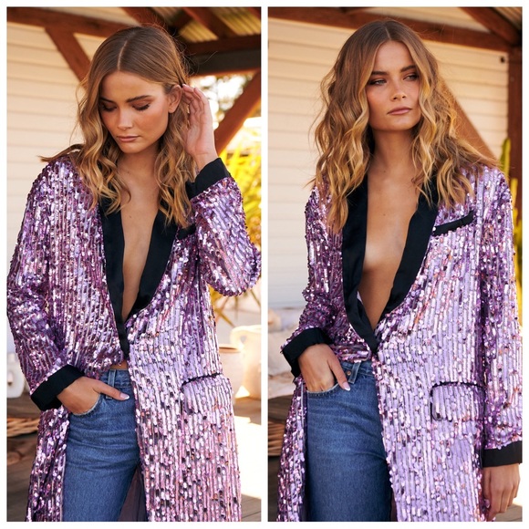 Free People Jackets & Blazers - Free People | Sequin Duster In Orchid Dust Combo | XS